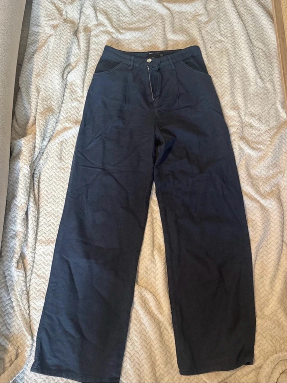 ASOS Navy Wide-Leg High-Rise Pants